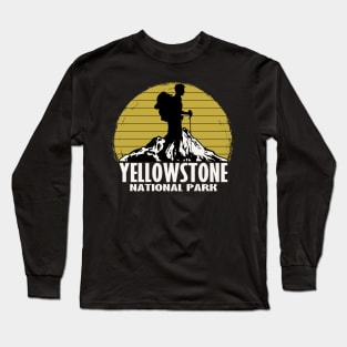 Vintage Retro Yellowstone National Park Hiking Long Sleeve T-Shirt